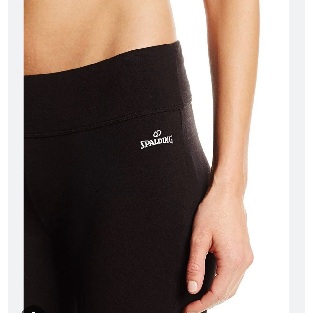 Spalding Womens Black Cotton Blend Yoga Pants Leggings Size Large